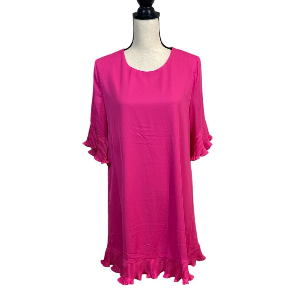Jodifl Hot Pink Ruffle Bottom Short Sleeve Shift Dress Size Medium